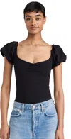 Free People Bella Thong Bodysuit Black In Black