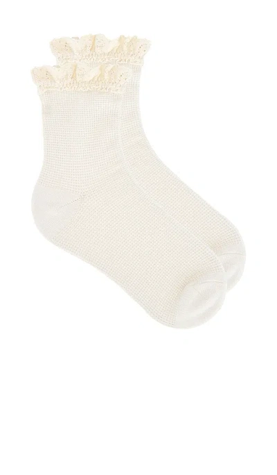 Free People Beloved Waffle Knit Ankle In Ivory