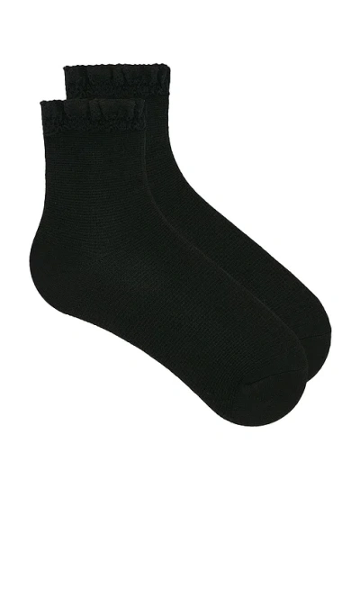 Free People Beloved Waffle Knit Ankle Socks In Black