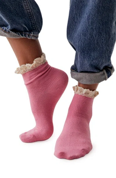 Free People Beloved Waffle Knit Ankle Socks In Blue
