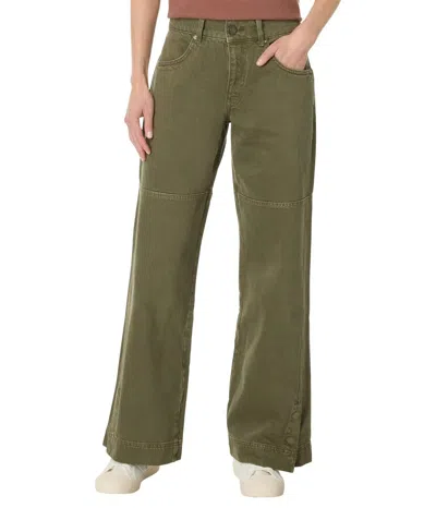 Free People Benji Jeans Women Green Denim Relaxed Fit Wide-leg Zip Fly Kfc341