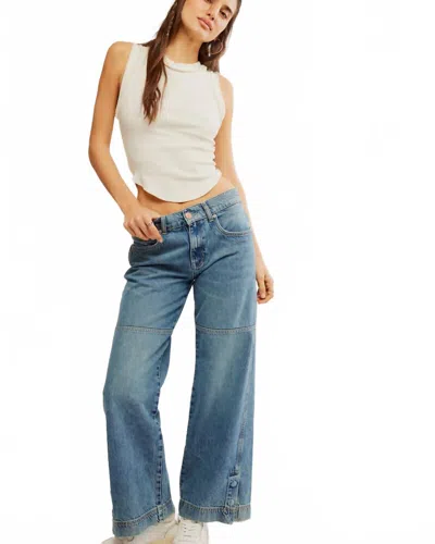 Free People Benji Relaxed Wide Leg In Salt Of The Earth In Blue