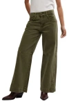 Shop Free People Benji Relaxed Wide Leg Jeans In Army
