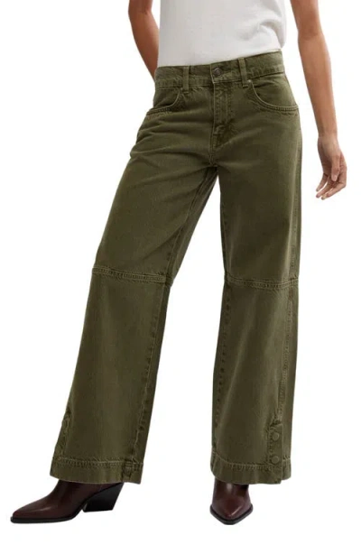 Free People Benji Relaxed Wide Leg Jeans In Green