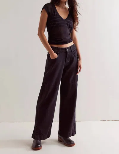 Free People Benji Wide Leg Jeans In Thea Black In Multi