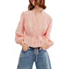 Free People Best Of Me Lace Tie Waist Shirt In Mellow Rose