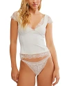 Free People Better Not Lace Trim Cap Sleeve Top In Ivory
