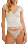 Free People Better Not Lace Trim Cap Sleeve Top In Ivory