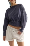 Free People Better Together Ruched Sweatshirt In Multi