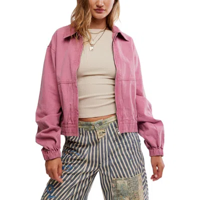 Free People Birdie Cotton Bomber Jacket In Pink