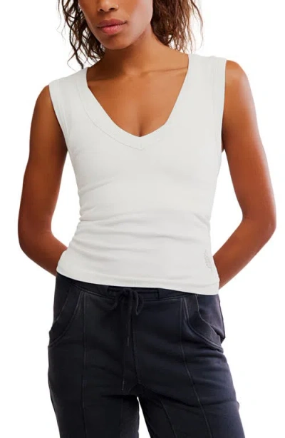 Free People Bittersweet Rib Knit Essential Tank Top In White