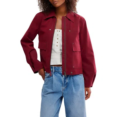 Free People Blair Faux Suede Jacket In Burgundy