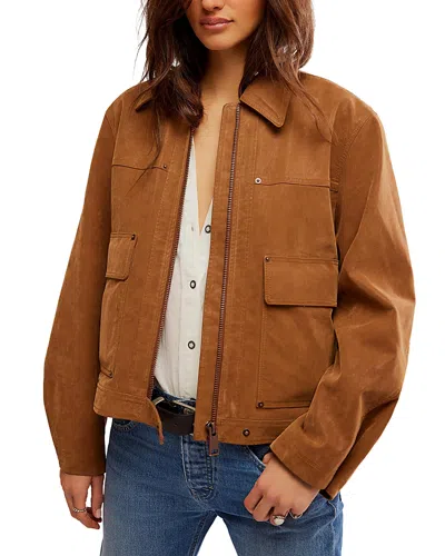 Free People Blair Faux Suede Jacket In Caramel Cafe