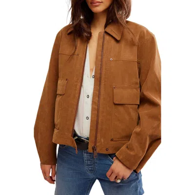 Free People Blair Faux Suede Jacket In Caramel Cafe