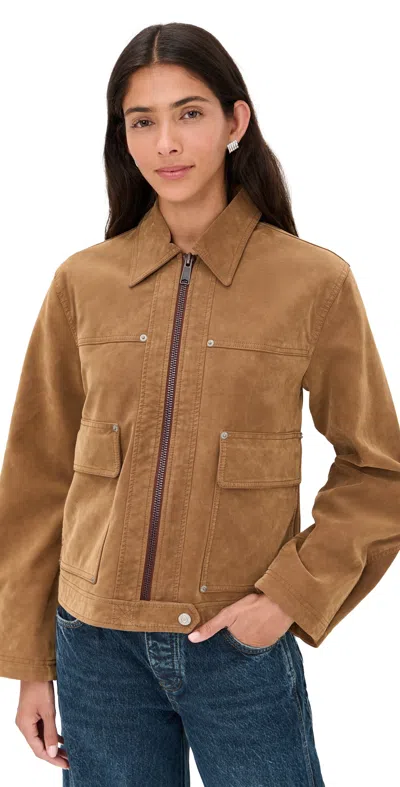 Free People Blair Faux Suede Jacket Caramel Cafe In Brown