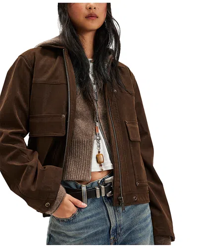Free People Blair Faux Suede Sierra Jacket In Brown