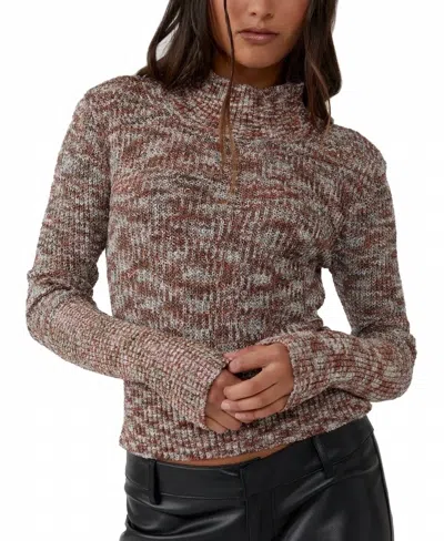 Free People Blair Spacedye Pullover Sweater In Black Coffee Combo In Multi