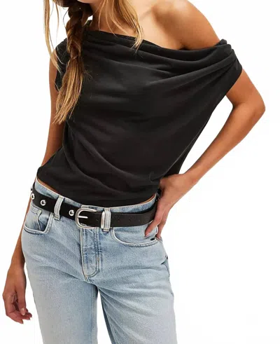 Free People Blake Knit Off-the-shoulder Top In Black