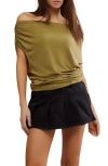 Free People Blake Off The Shoulder Knit Top In Green