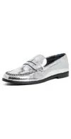 Free People Blanket Stitch Loafers Pale Pewter Leather In Pale Pewter Leather