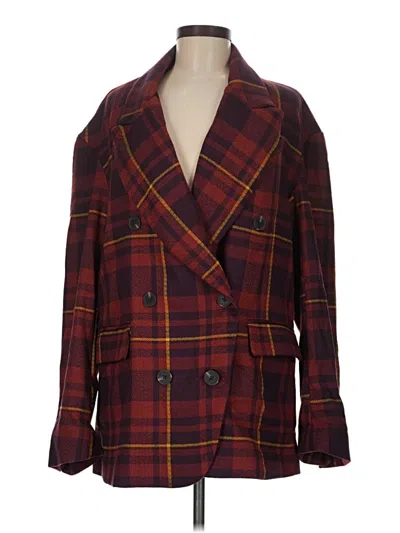 Pre-owned Free People Blazer Jacket In Burgundy