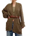 Free People Blossom Long Sleeve Cardigan In Ivy Earth Combo In Green