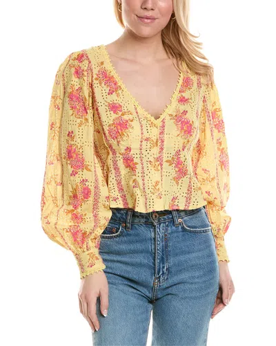 Free People Blossom Eyelet Top In Yellow