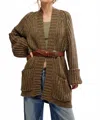 Free People Blossom Long Sleeve Cardigan In Ivy Earth Combo In Brown