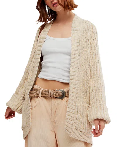 Free People Blossom Cotton Open Front Cardigan In Ivory Past