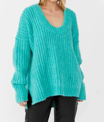 Free People Blue Bell V-neck Sweater In Teal