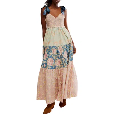 Free People Bluebell Mixed Print Cotton Maxi Dress In Antique Combo
