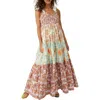 Free People Bluebell Mixed Print Cotton Maxi Dress In Lilac Combo