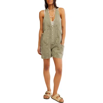 Free People Bonanza Cotton Denim Romper In Green