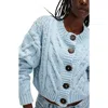 Free People Bonfire Cable Knit Cardigan In Blue