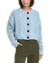 Free People Bonfire Cable Knit Cardigan In Blue