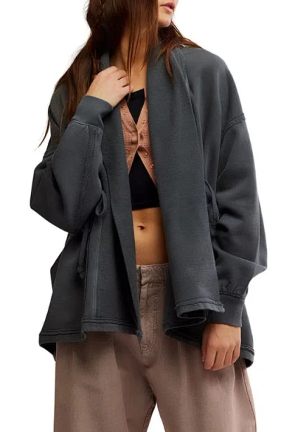 Free People Boothbay Longline Cotton Jacket In Black