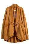 Free People Boothbay Longline Cotton Jacket In Brown