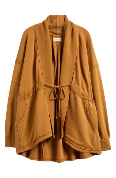 Free People Boothbay Longline Cotton Jacket In Brown