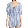 Free People Bop Around Romper In Oxford Combo In Blue