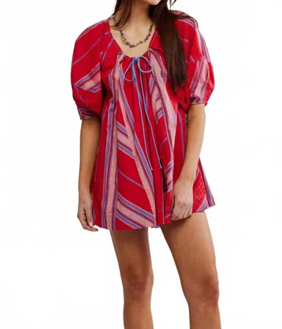 FREE PEOPLE BOP AROUND ROMPER IN SEASIDE STRIPE RED