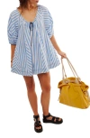 Free People Bop Around Romper In Oxford Combo In Oxford Combo