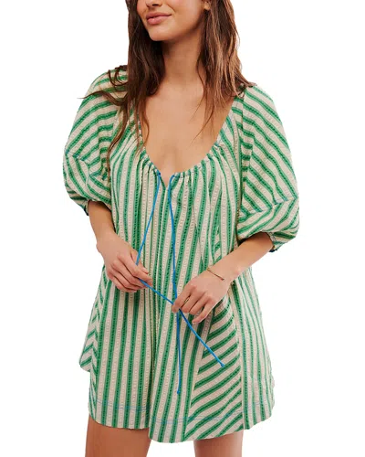 Free People Bop Around Striped Romper In Green