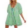 Free People Bop Around Striped Romper In Green Combo In Green