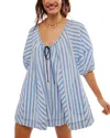 Free People Bop Around Romper In Oxford Combo In Oxford Combo