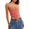 Free People Boulevard Floral Cotton Knit Tube Top In Red