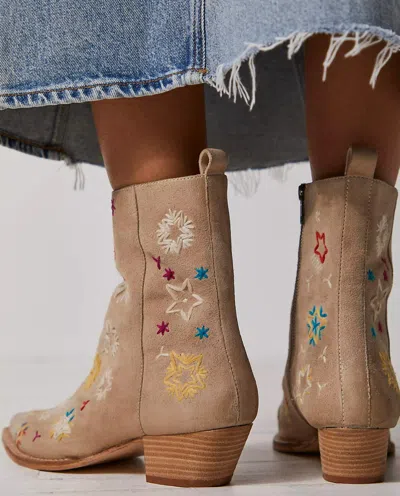 Free People Bowers Embroidered Boot In Stone In Brown