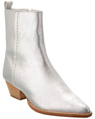 Free People Bowers Embroidered Leather Boot In Silver