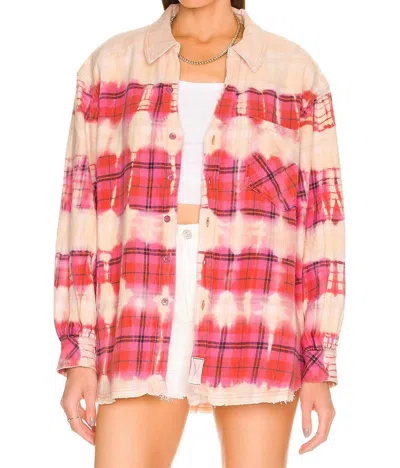 Free People Boy To The Bone Plaid Top In Pink Rose