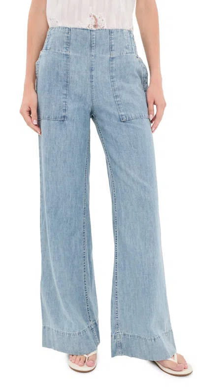 Free People Breezy Denim Pull On Jeans Dusk In Blue