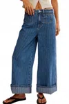 Free People Brette Stripe High Waist Crop Wide Leg Jeans